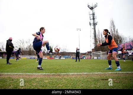 Sharne Harris (3 Dulwich Hamlet) and Lucy Monkman (14 Dulwich Hamlet) during warm up Stock Photo
