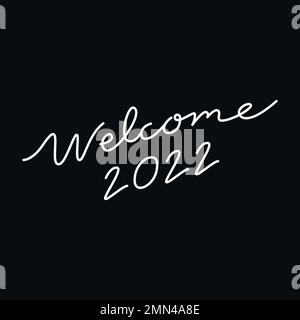 White New Year calligraphy sticker, welcome 2022 vector Stock Vector