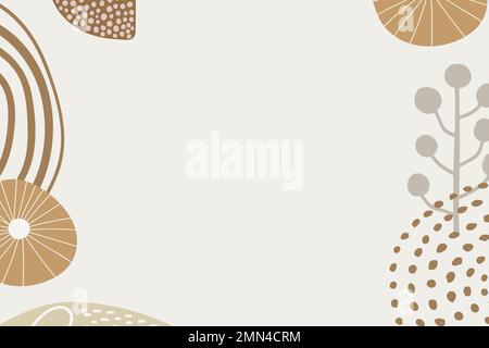 Abstract floral frame background, beige Scandinavian wallpaper design vector Stock Vector