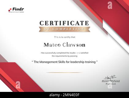 Certificate of completion template, modern professional design vector Stock Vector