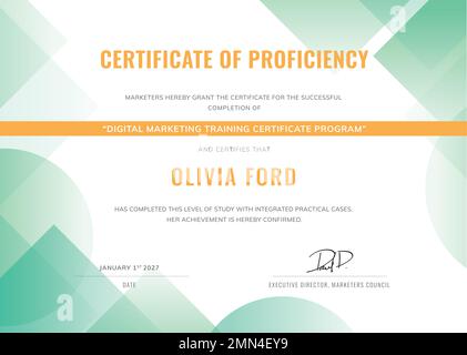 Professional certificate template vector, business course training Stock Vector