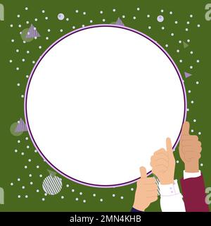 Big finger raised up pointing to whiteboard with important information. White text holder behind hands contains main message. Empty speech bubble on Stock Vector