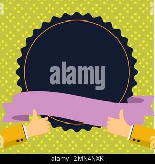 Big finger raised up pointing to whiteboard with important information. White text holder behind hands contains main message. Empty speech bubble on Stock Vector