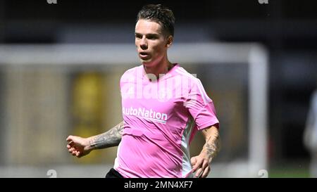 Inter Miami CF Midfielder Robert Taylor (16) dribbles the ball past St