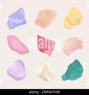 Pastel abstract stone shape, sticker vector set Stock Vector