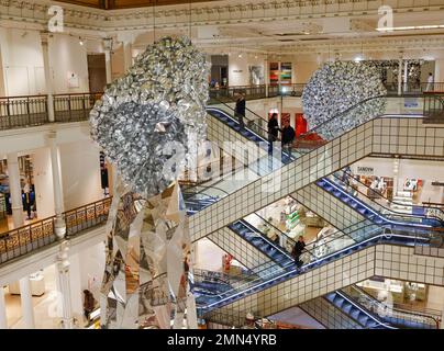 LE BON MARCHE WELCOMES SANGAM, DOMESTIC OBJECTS BY SUBODH GUPTA Stock Photo