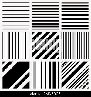 Line pattern background, simple design in black and white vector set Stock Vector