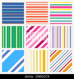 Colorful striped background, orange cute pattern vector set Stock Vector
