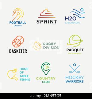 Sports business logo template, colorful gradient design vector set Stock Vector