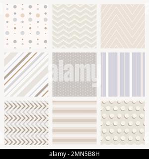 Cute pattern background, pastel cream simple design vector set Stock Vector