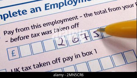 File photo dated 22/6/10 of a tax return (Self Assessment form) from HM Revenue and Customs (HMRC). Taxpayers have until the end of Tuesday to submit their self-assessment returns. The deadline for submitting online returns and paying any tax owed is midnight on January 31. Issue date: Monday January 30, 2023. Stock Photo