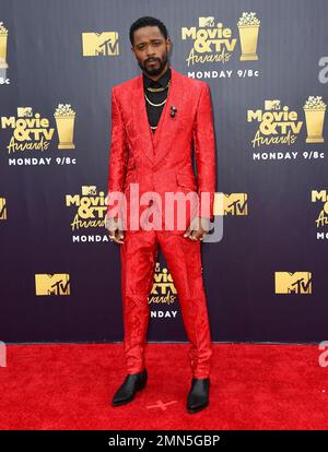 Lakeith Stanfield arrives at the MTV Movie and TV Awards at the Barker