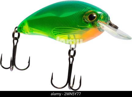 Transluscent green artificial fishing lure isolated on a trasparent background Stock Photo