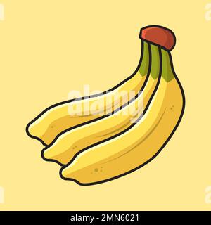 Banana Cartoon Line Isolated Icon Fresh Healthy Fruit Vector Illustration Stock Vector