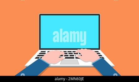 Typing Working On Laptop Vector Illustration Background Stock Vector