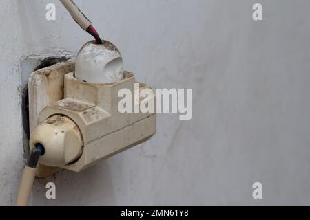 the socket is detached from its place which can endanger the user Stock Photo