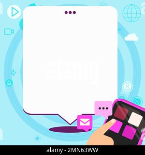 Mobile phone with information on the screen. Bright color illustration with important information. Big white speech bubble for text. Agenda. Critical Stock Vector