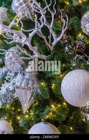 Christmas Tree Decorations Detail Stock Photo