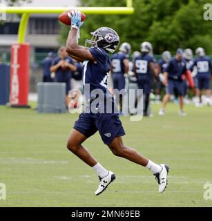 Tennessee Titans defensive back Joshua Kalu (28) lines up on