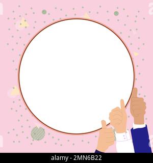 Big finger raised up pointing to whiteboard with important information. White text holder behind hands contains main message. Empty speech bubble on Stock Vector