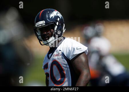 Denver Broncos linebacker Zaire Anderson (47) during the morning session at  the team's NFL training camp Wednesday, Aug. 12, 2015, in Englewood, Colo.  (AP Photo/David Zalubowski Stock Photo - Alamy