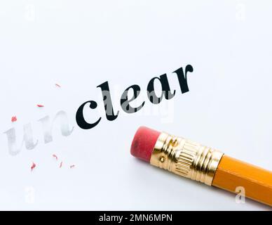 Word and pencil with eraser close-up Increased focus area Stock Photo
