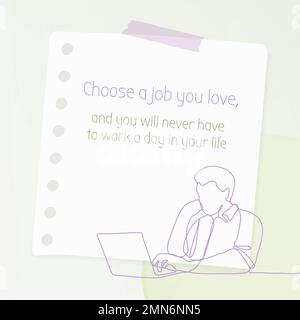 Man working Instagram post template, choose a job you love, typography graphic design, line art illustration vector Stock Vector