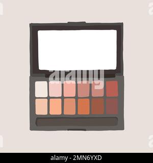 Eyeshadow palette clipart, makeup product illustration in earth tone vector Stock Vector