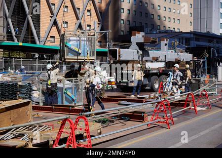 Construction work by Shibuya Station; Tokyo, Japan Stock Photo