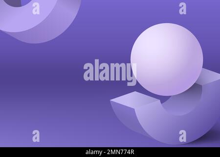 Purple abstract background, geometric shape in 3D vector Stock Vector