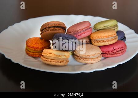 Macarons selection on a plate Stock Photo