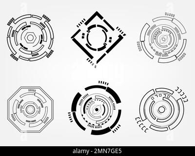 Tech circle gear data network futuristic technology science icon element pattern abstract background backdrop vector illustration Stock Vector
