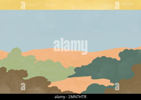 Seaside view watercolor nature background vector Stock Vector