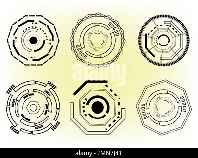 Collection of tech circle data connection futuristic technology science icon pattern abstract background template wallpaper vector illustration Stock Vector