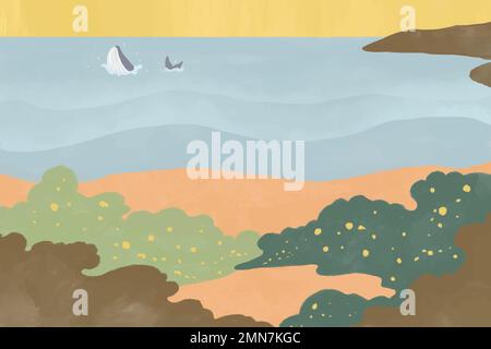 Summer seaside abstract watercolor background vector Stock Vector