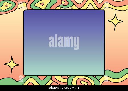 Abstract colorful frame, doodle wiggly lines gradient background vector Stock Vector