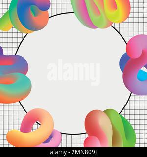 3D abstract frame background, gradient fluid shapes vector Stock Vector