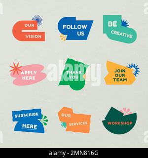 Abstract shape badge, colorful badge, geometric design set, vector Stock Vector