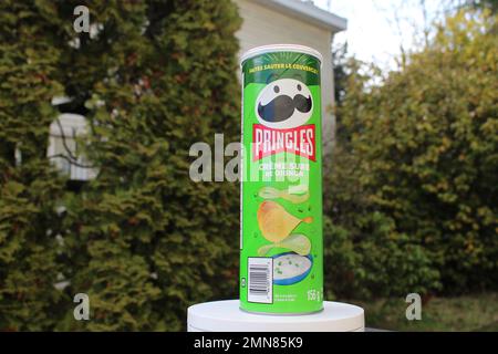 January 29 2023- Pringles potato chips sour cream and onion in Vancouver, BC Canada Stock Photo