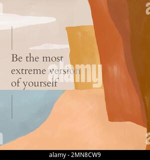 Beach cliff instagram post template vector "Be the most extreme version of yourself" Stock Vector