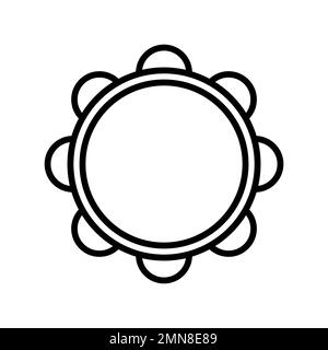 Tambourine icon line isolated on white background. Black flat thin icon on modern outline style. Linear symbol and editable stroke. Simple and pixel p Stock Vector