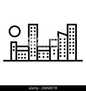 City icon line isolated on white background. Black flat thin icon on modern outline style. Linear symbol and editable stroke. Simple and pixel perfect Stock Vector