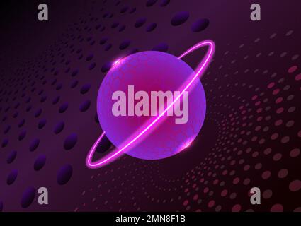 Abstract violet round global star planet science light network communication technology background vector illustration Stock Vector