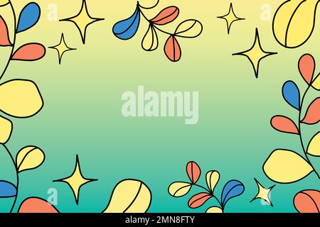 Botanical frame, colorful leaves illustration vector Stock Vector