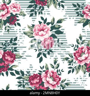 Seamless floral pattern for the silk scarf, Textile print, Vector illustration. Stock Vector