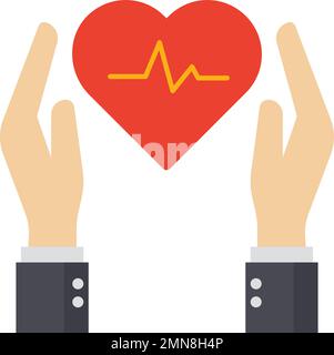 Heart Cancer Protect Insurance stock illustration, Health coverage policy Vector Icon Design, Financial loss Protection Symbol, Risk management Sign, Stock Vector