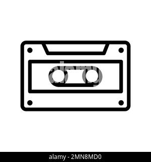 Cassette icon line isolated on white background. Black flat thin icon on modern outline style. Linear symbol and editable stroke. Simple and pixel per Stock Vector