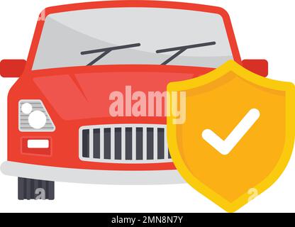 Auto Insurance vector icon design, Financial loss Protection, Automobile with Shield Logo Stock illustration, Garage liability or insured vehicle Stock Vector