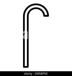 Cane icon line isolated on white background. Black flat thin icon on modern outline style. Linear symbol and editable stroke. Simple and pixel perfect Stock Vector