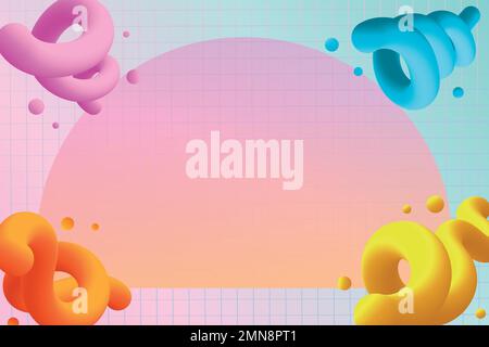 Grid frame background, abstract 3D shapes in colorful design vector Stock Vector